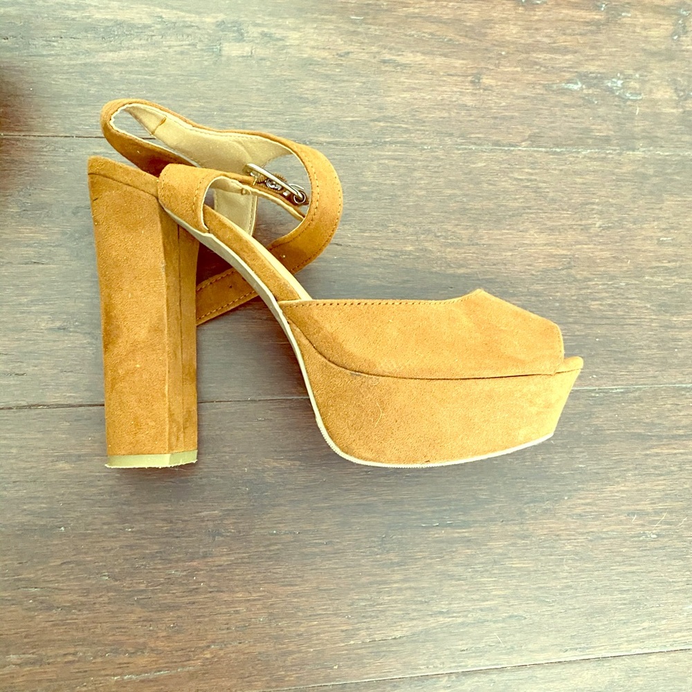 MOSSIMO Open-Toe Microsuede Platform Heels